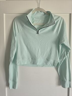The Normal Brand Active Puremeso Mint Green Quarter-Zip Cropped Sweatshirt